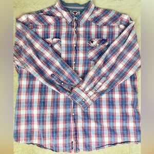 Desert Son Pearl Snap Western Plaid Big Tall XXXL‎ Very Good Preowned Condition